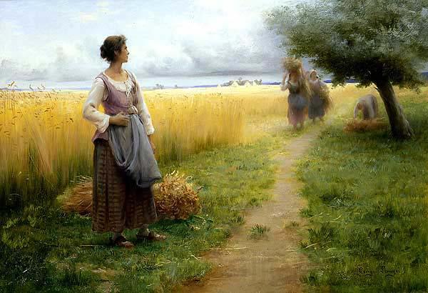 Georges Laugee Coming in From the Fields France oil painting art